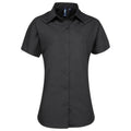 Black - Front - Premier Womens-Ladies Supreme Poplin Short-Sleeved Shirt