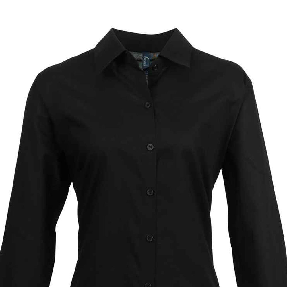 Black - Back - Premier Womens-Ladies Signature Oxford Long-Sleeved Shirt