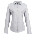 Silver - Front - Premier Womens-Ladies Signature Oxford Long-Sleeved Shirt