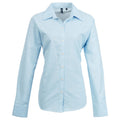 Silver - Front - Premier Womens-Ladies Signature Oxford Long-Sleeved Shirt