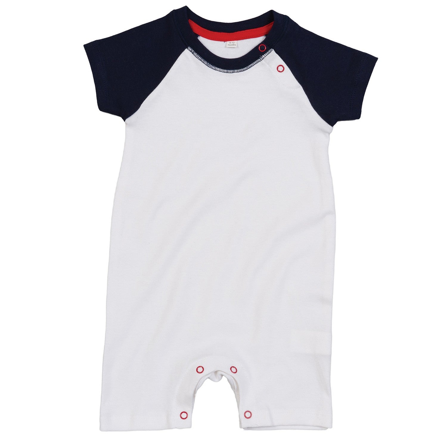 White-Navy - Front - Babybugz Baby Baseball Bodysuit