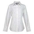 White - Front - Premier Womens-Ladies Supreme Poplin Long-Sleeved Formal Shirt