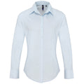 White - Front - Premier Womens-Ladies Supreme Poplin Long-Sleeved Formal Shirt