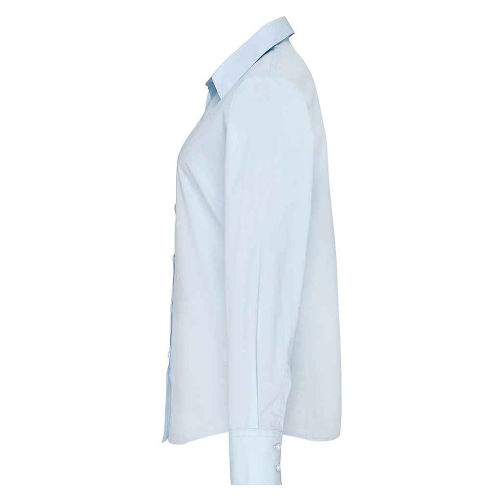 Light Blue - Side - Premier Womens-Ladies Supreme Poplin Long-Sleeved Formal Shirt