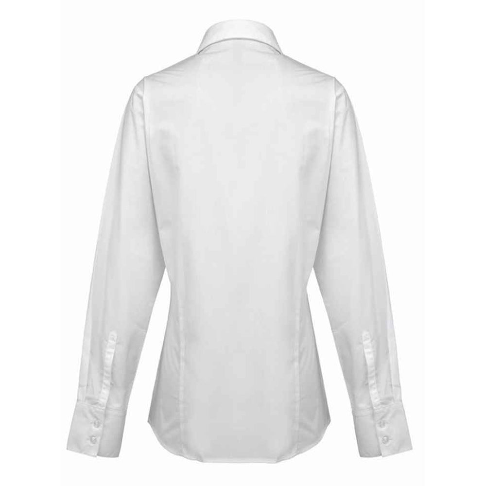 White - Back - Premier Womens-Ladies Supreme Poplin Long-Sleeved Formal Shirt