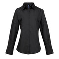 Black - Front - Premier Womens-Ladies Supreme Poplin Long-Sleeved Formal Shirt