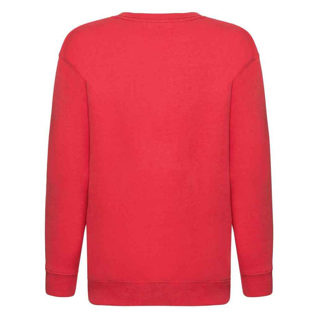 Red - Back - Fruit of the Loom Childrens-Kids Premium Drop Shoulder Sweatshirt