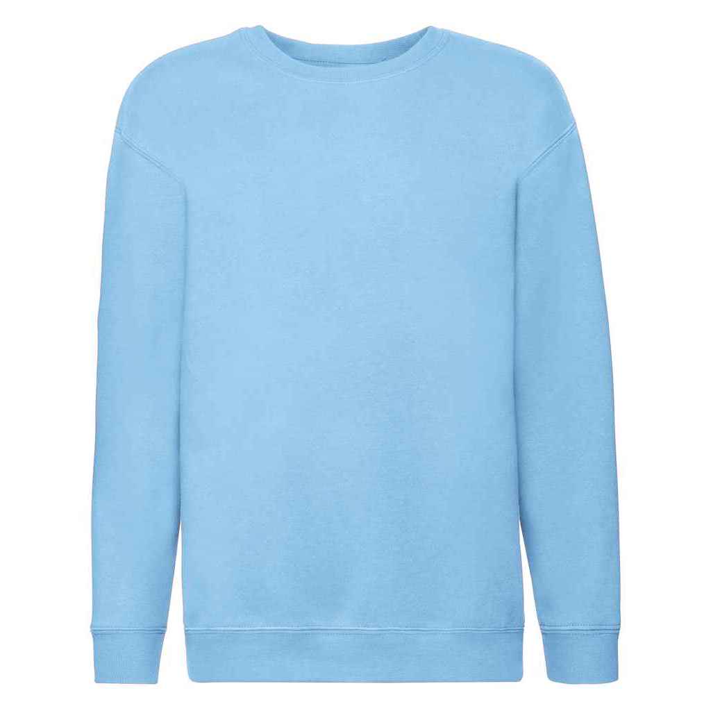 Sky - Front - Fruit of the Loom Childrens-Kids Premium Drop Shoulder Sweatshirt