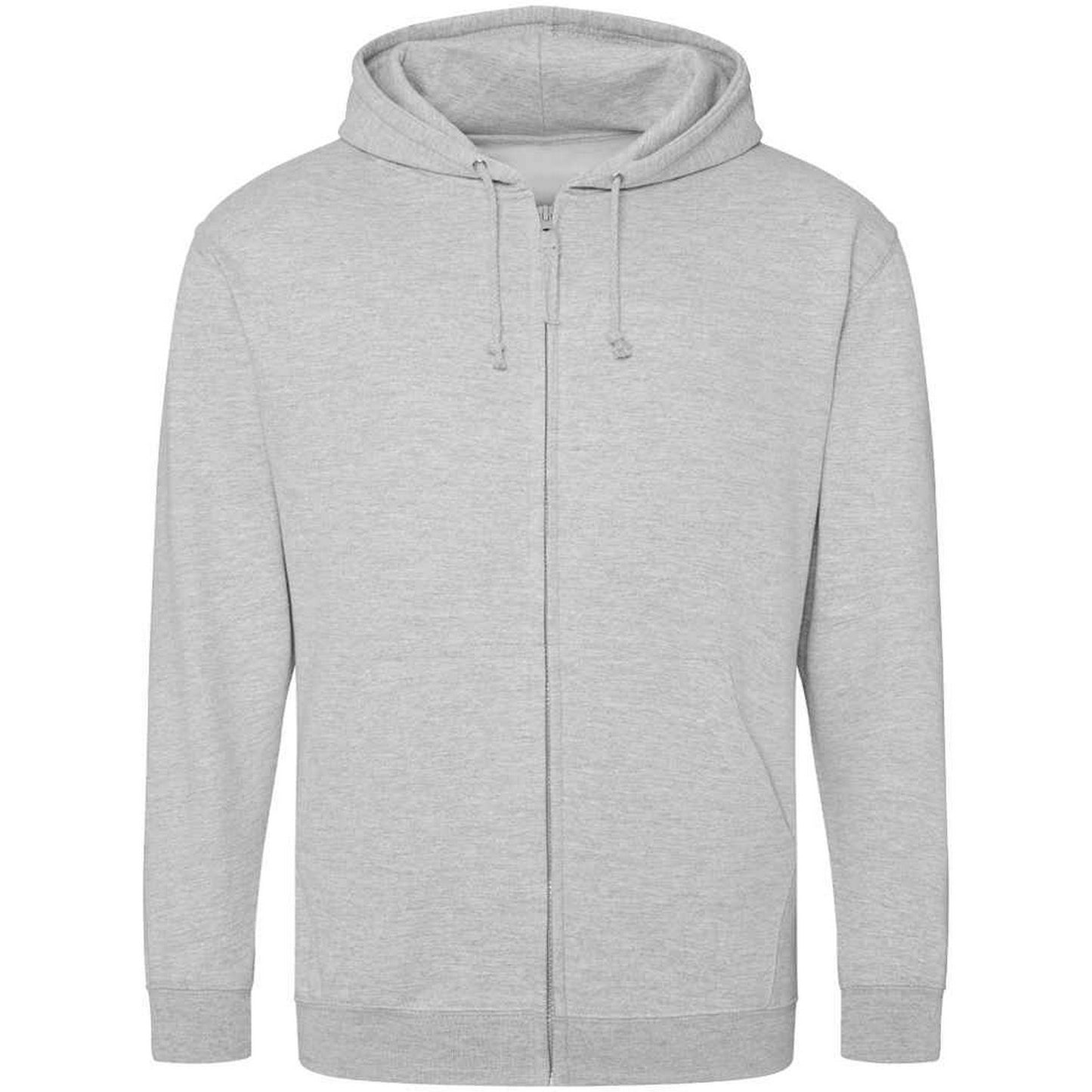 Heather Grey - Front - Awdis Mens Plain Heather Full Zip Hoodie