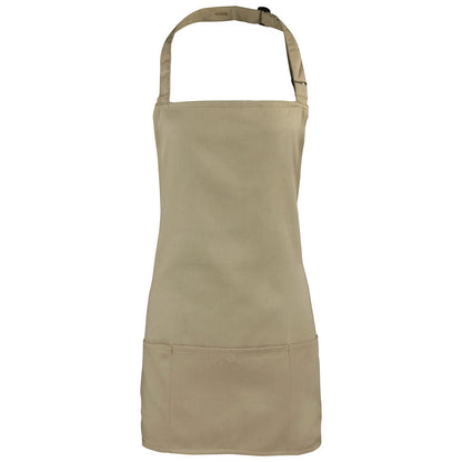 Khaki - Front - Premier Colours 2 in 1 Full Apron