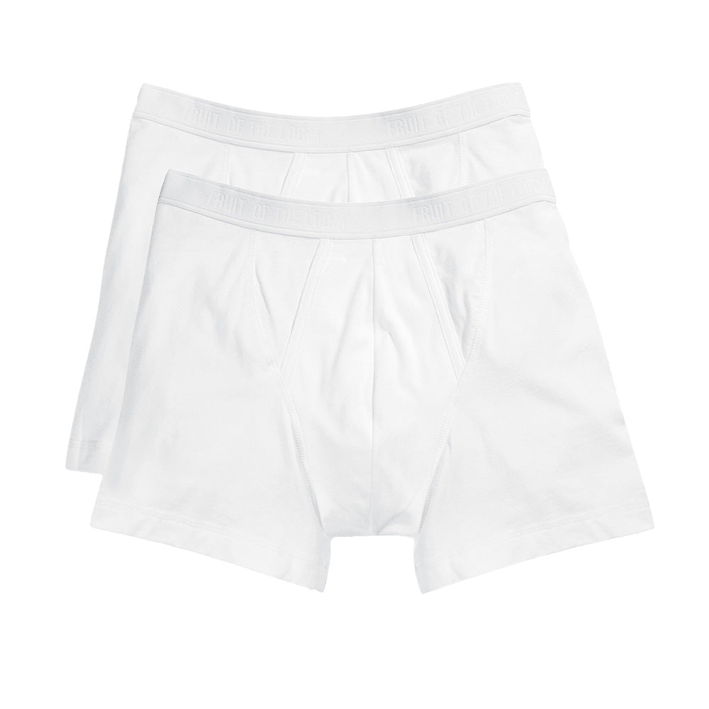 White - Front - Fruit of the Loom Mens Classic Plain Boxer Shorts (Pack of 2)