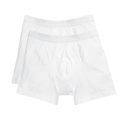 White - Front - Fruit of the Loom Mens Classic Plain Boxer Shorts (Pack of 2)