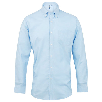 Light Blue - Front - Premier Mens Signature Oxford Long-Sleeved Shirt