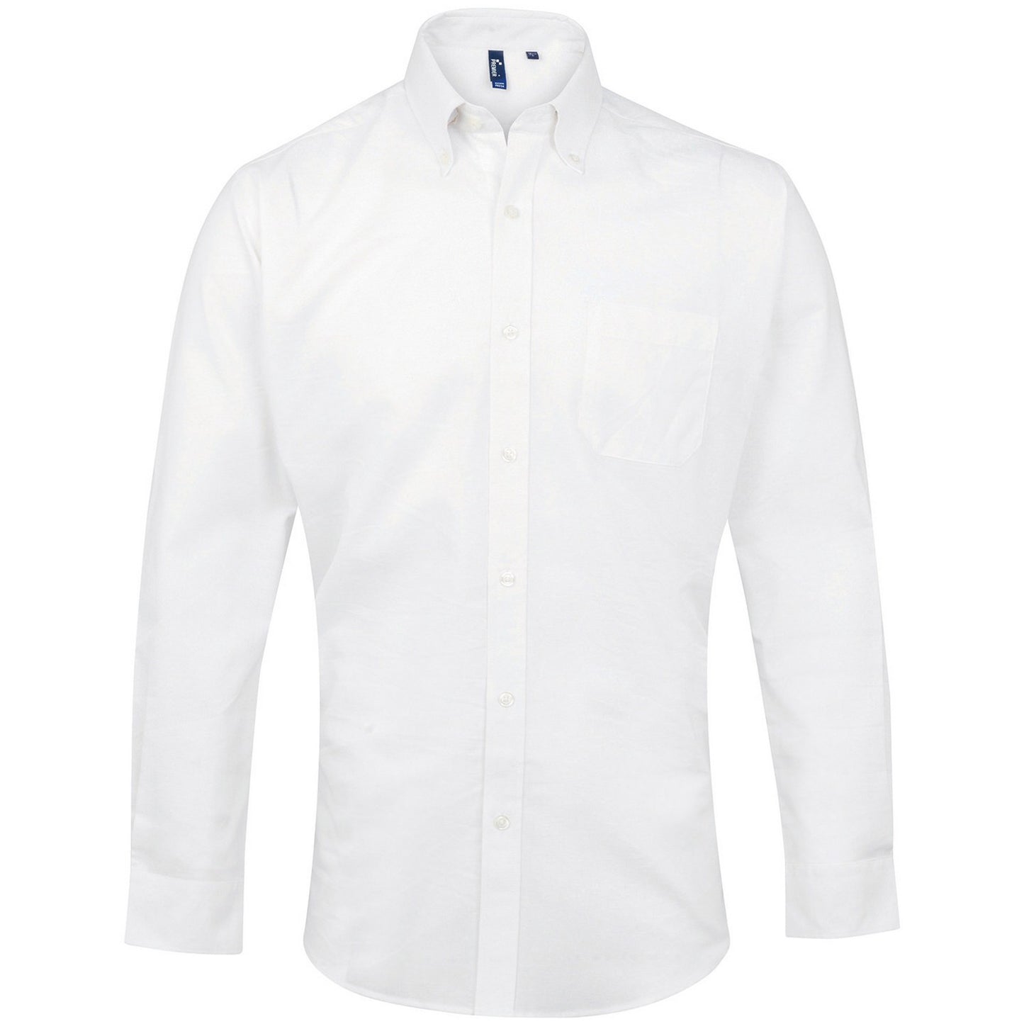White - Front - Premier Mens Signature Oxford Long-Sleeved Shirt