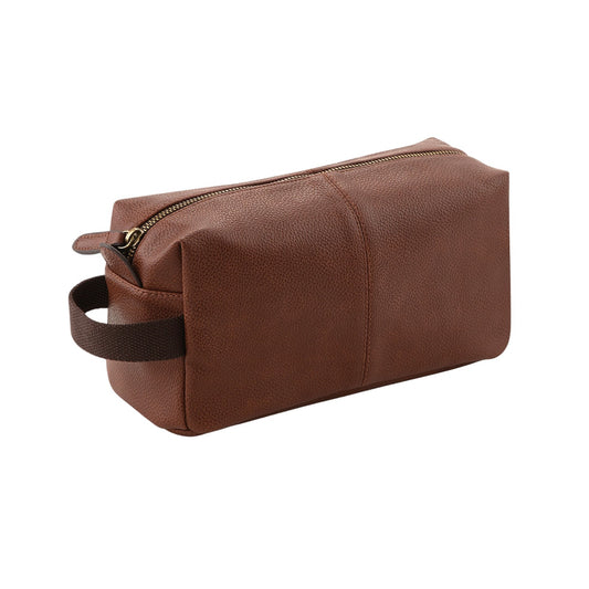Tan - Front - Quadra Nuhide Wash Bag