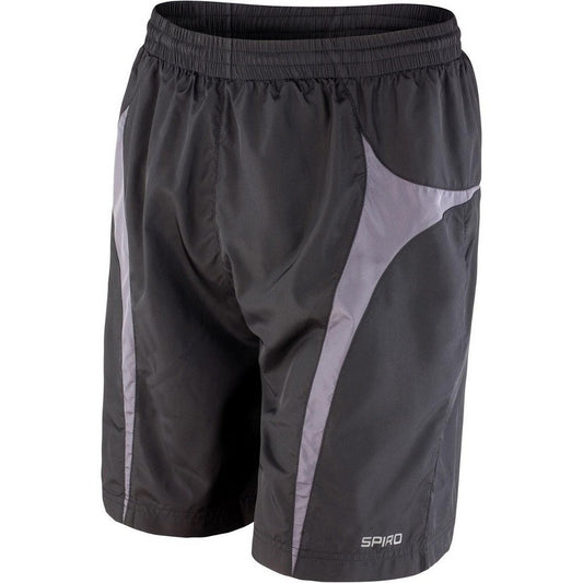 Black-Grey - Front - Spiro Unisex Adult Team Micro-Lite Mesh Lining Shorts