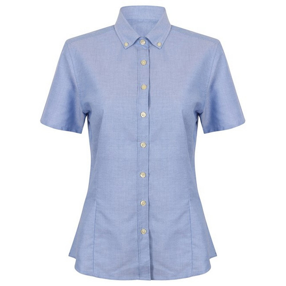 Blue - Front - Henbury Womens-Ladies Oxford Modern Shirt