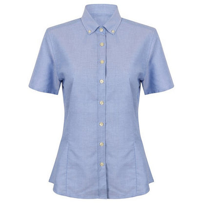 Blue - Front - Henbury Womens-Ladies Oxford Modern Shirt