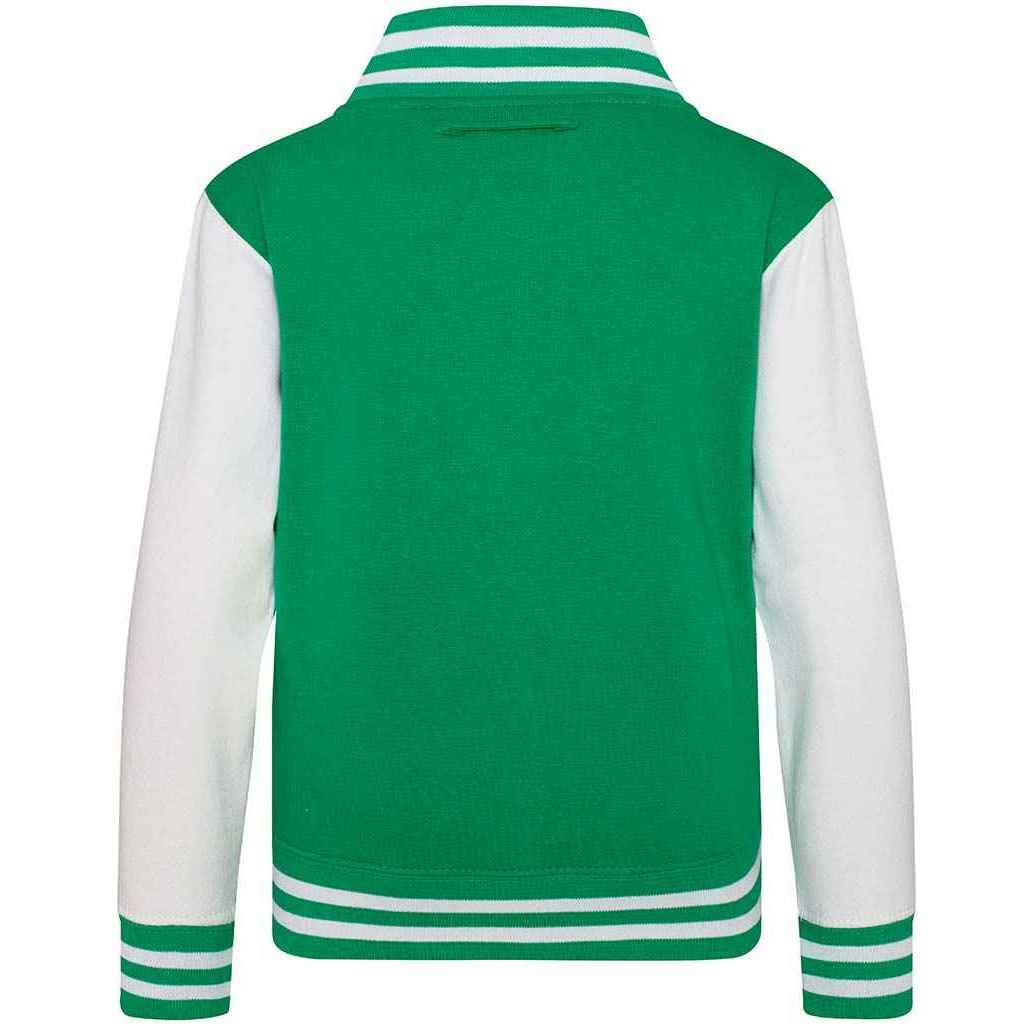 Kelly Green-White - Back - Awdis Childrens-Kids Varsity Jacket