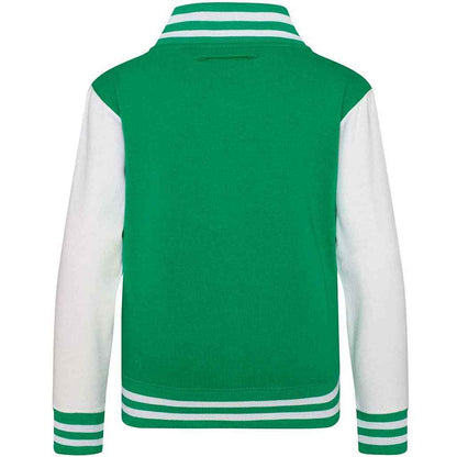 Kelly Green-White - Back - Awdis Childrens-Kids Varsity Jacket