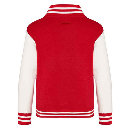 Fire Red-White - Back - Awdis Childrens-Kids Varsity Jacket