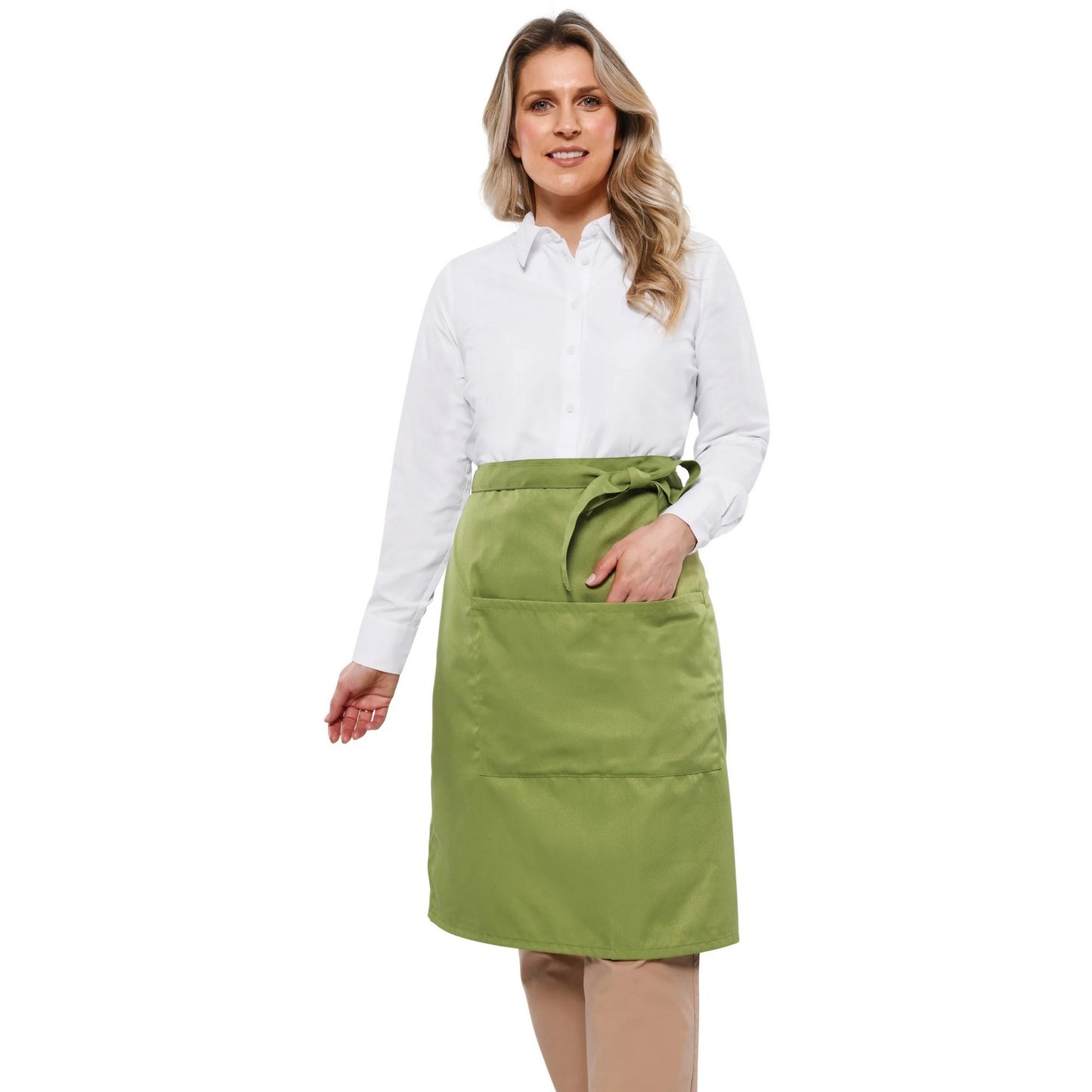 Light Olive - Front - Dennys Unisex Adult Polyester Pocket Waist Apron
