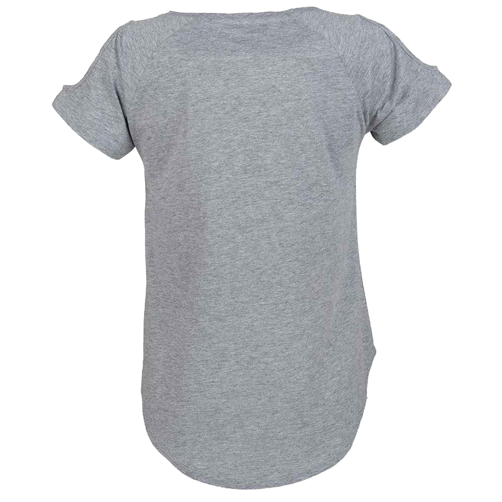 Heather Grey - Back - Skinni Fit Womens-Ladies Heather Drop Tail T-Shirt