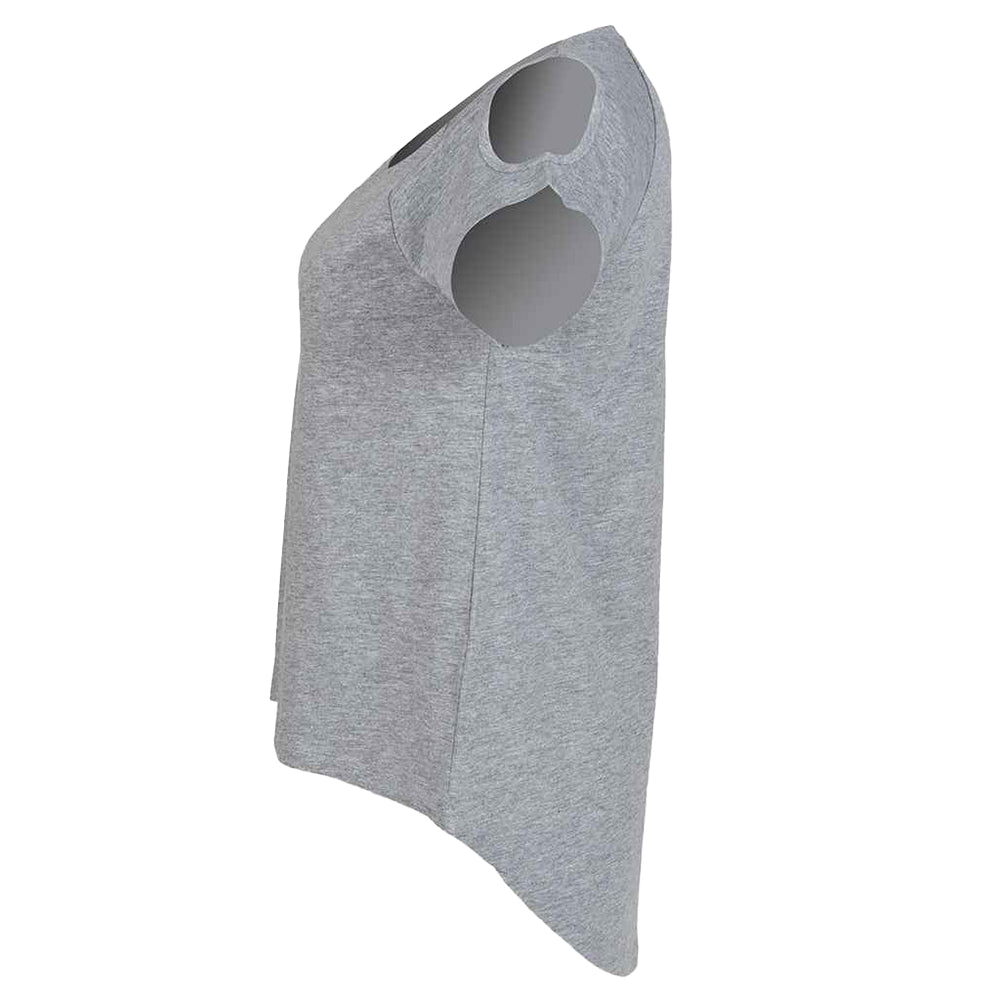 Heather Grey - Side - Skinni Fit Womens-Ladies Heather Drop Tail T-Shirt