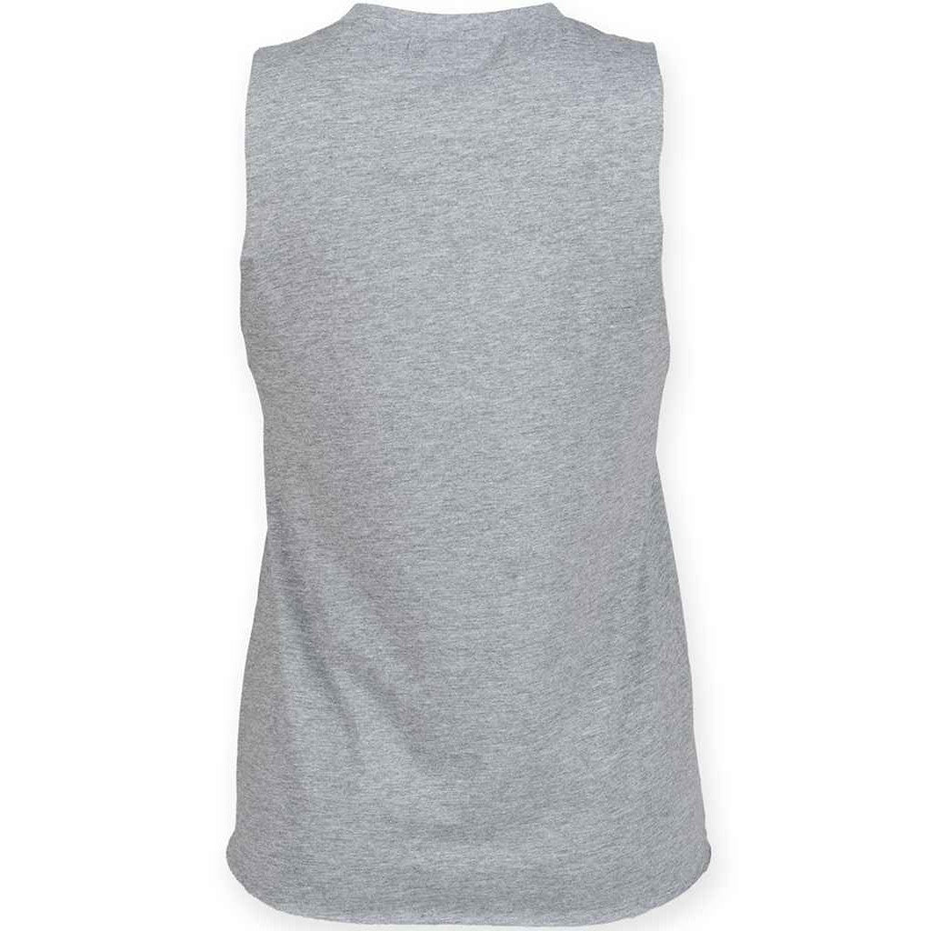 Heather Grey - Back - Skinni Fit Womens-Ladies Heather High-Neck Vest Top