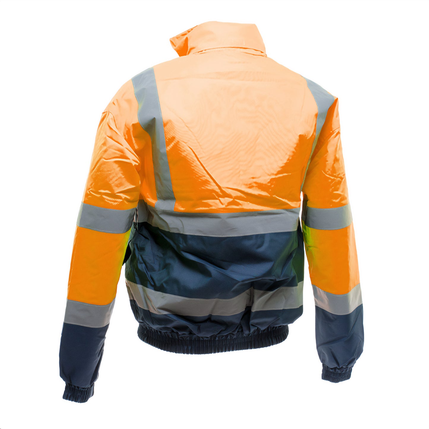 Orange-Navy - Back - Yoko Unisex Adult Two Tone High-Vis Bomber Jacket