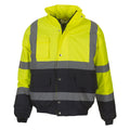 Yellow-Navy - Front - Yoko Unisex Adult Two Tone High-Vis Bomber Jacket