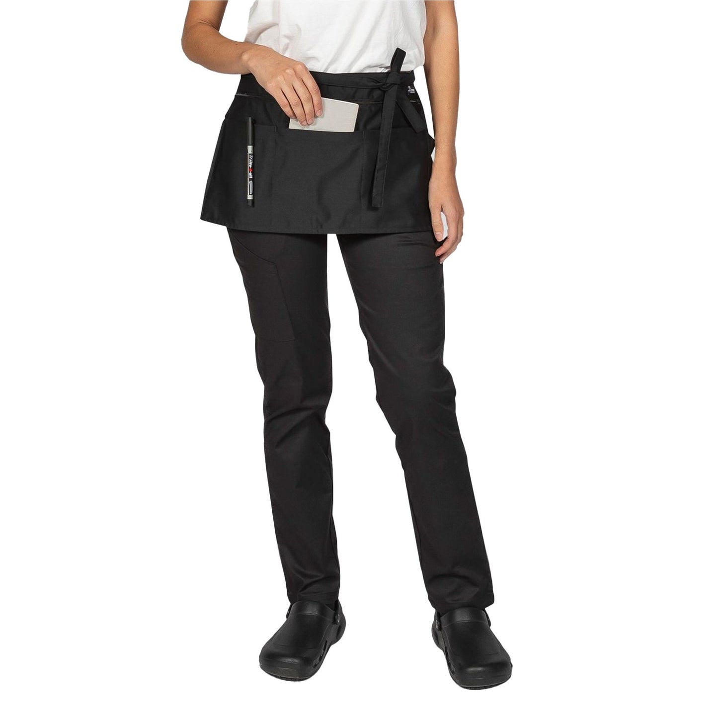 Black - Back - Dennys Zip Pocket Waist Apron