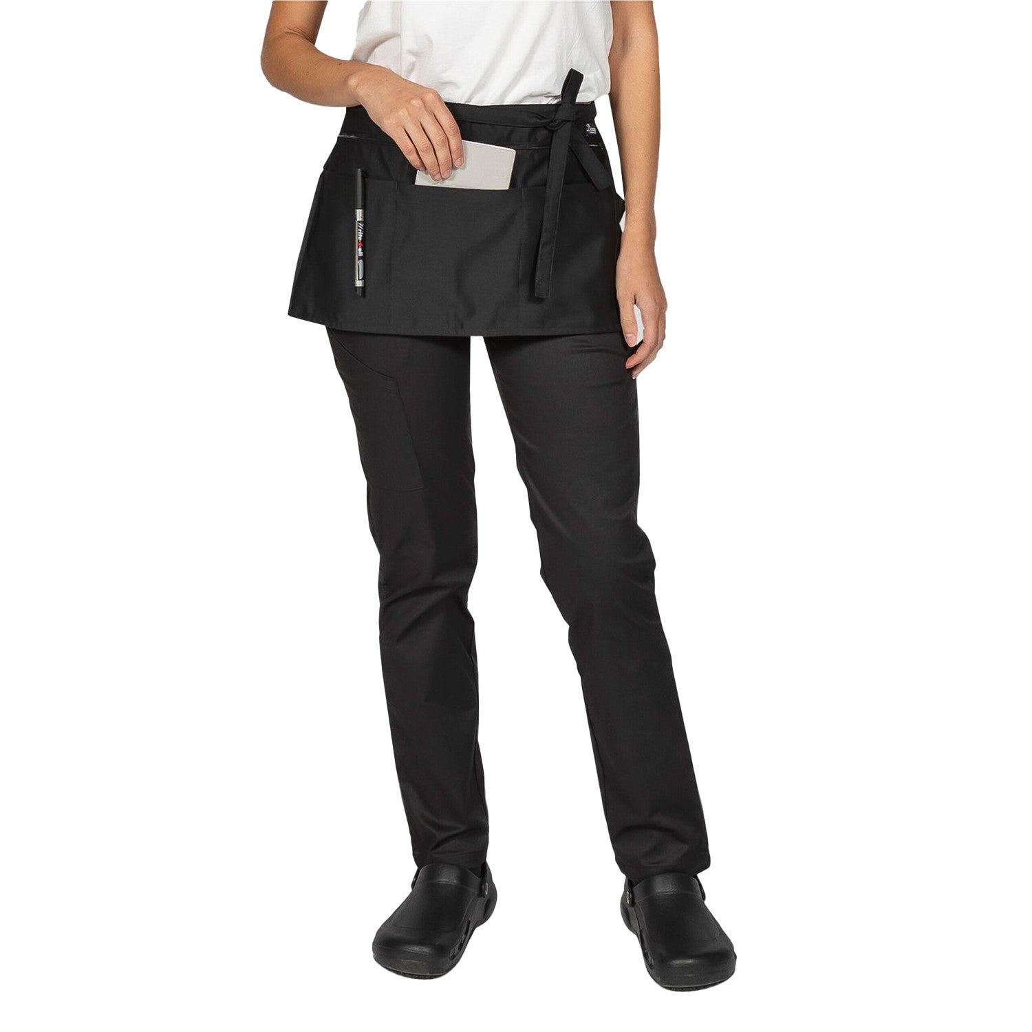 Black - Back - Dennys Zip Pocket Waist Apron