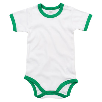 White-Kelly Green - Front - Babybugz Baby Ringer Bodysuit