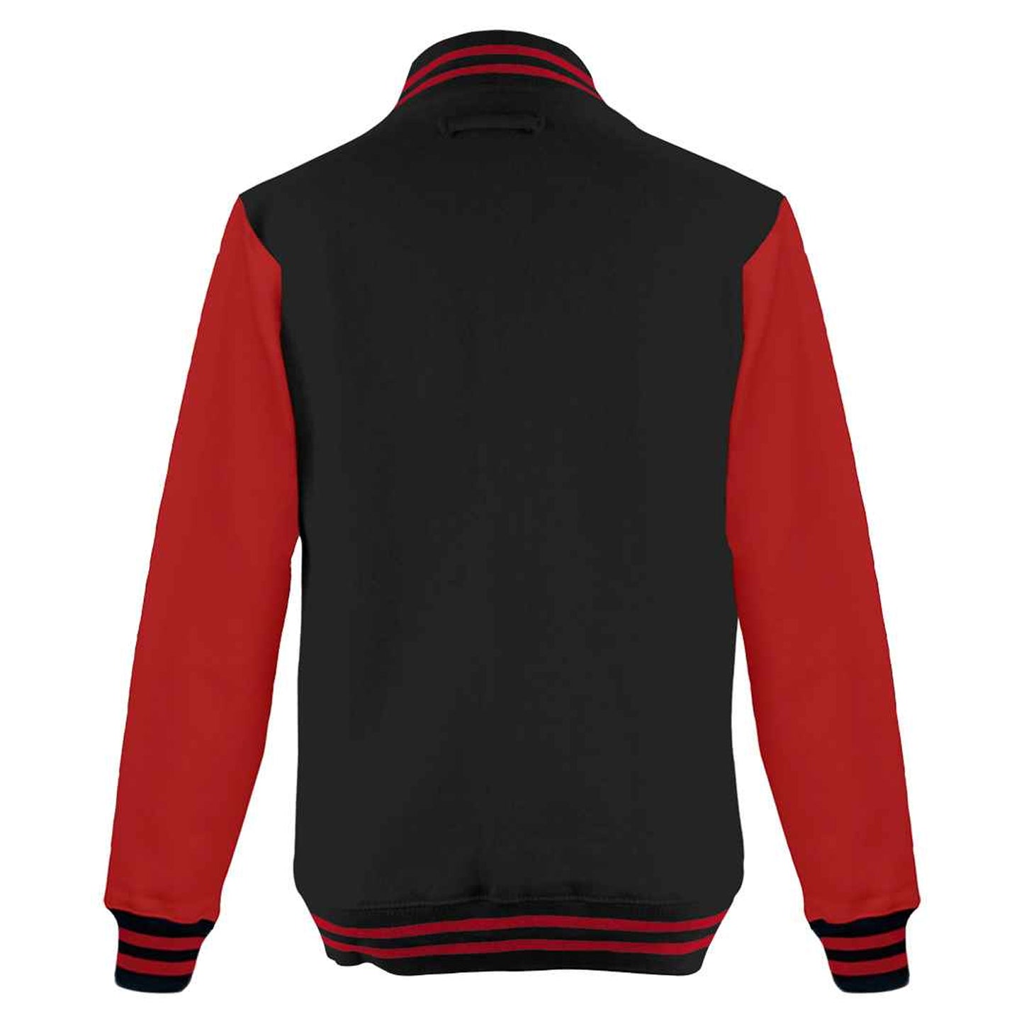 Jet Black-Fire Red - Back - Awdis Unisex Adult Varsity Jacket