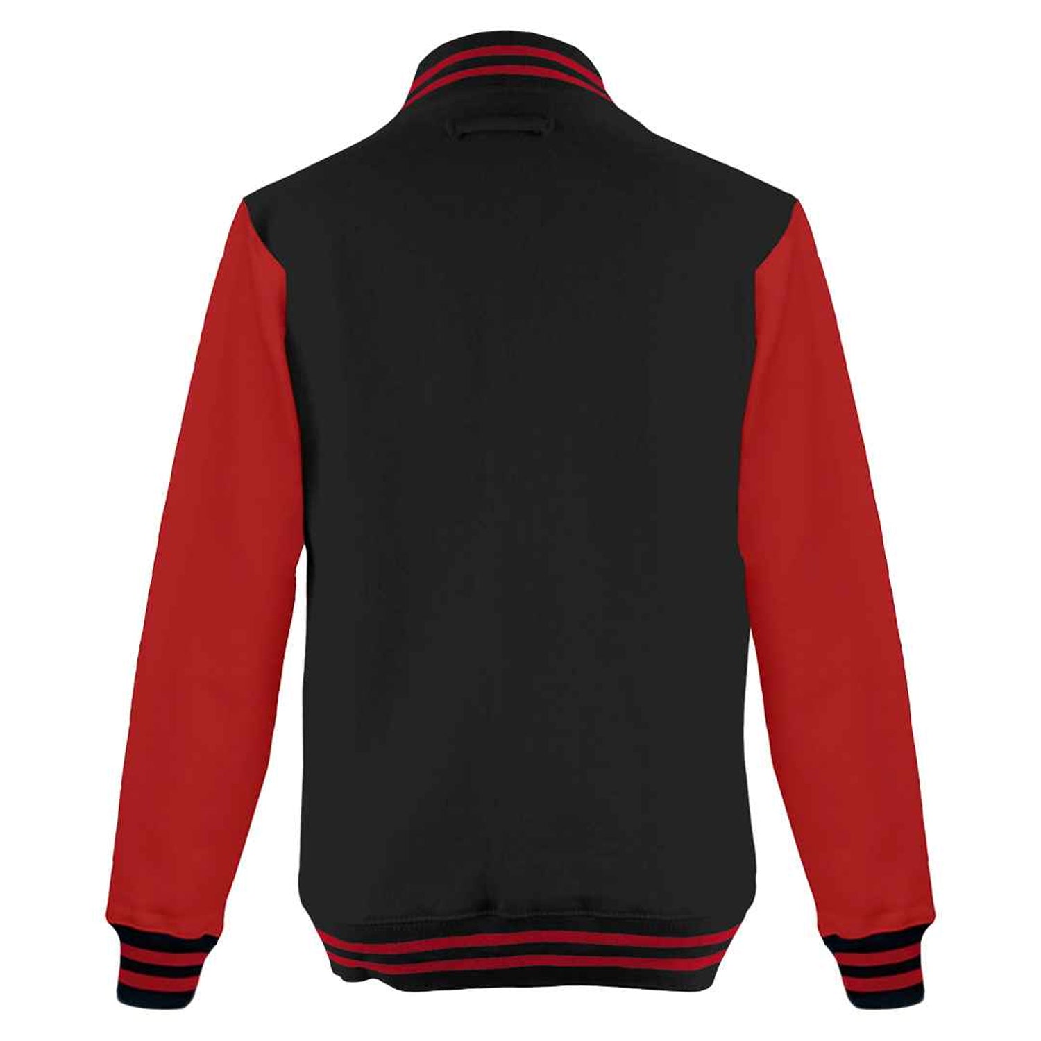 Jet Black-Fire Red - Back - Awdis Unisex Adult Varsity Jacket