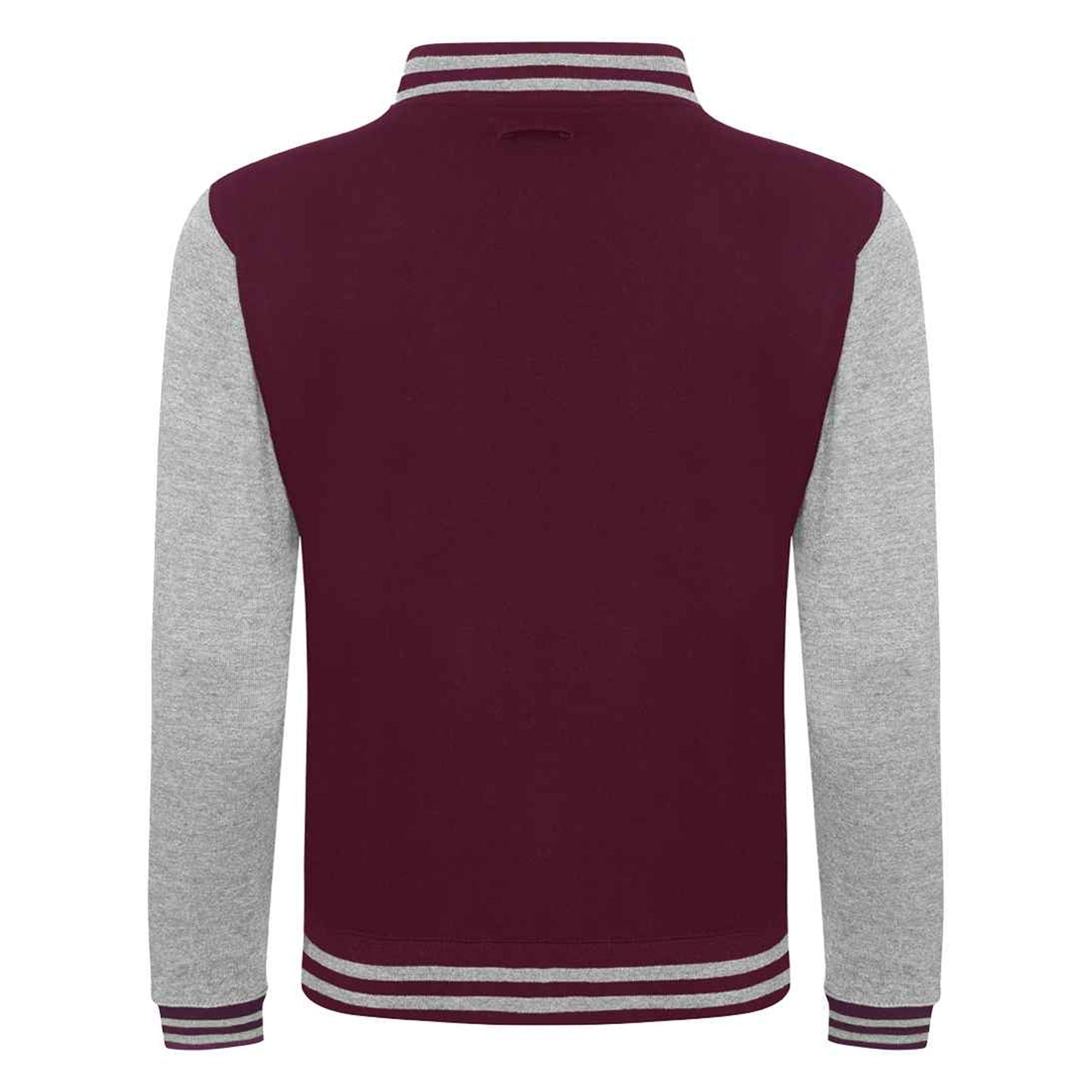 Burgundy-Heather Grey - Back - Awdis Unisex Adult Varsity Jacket