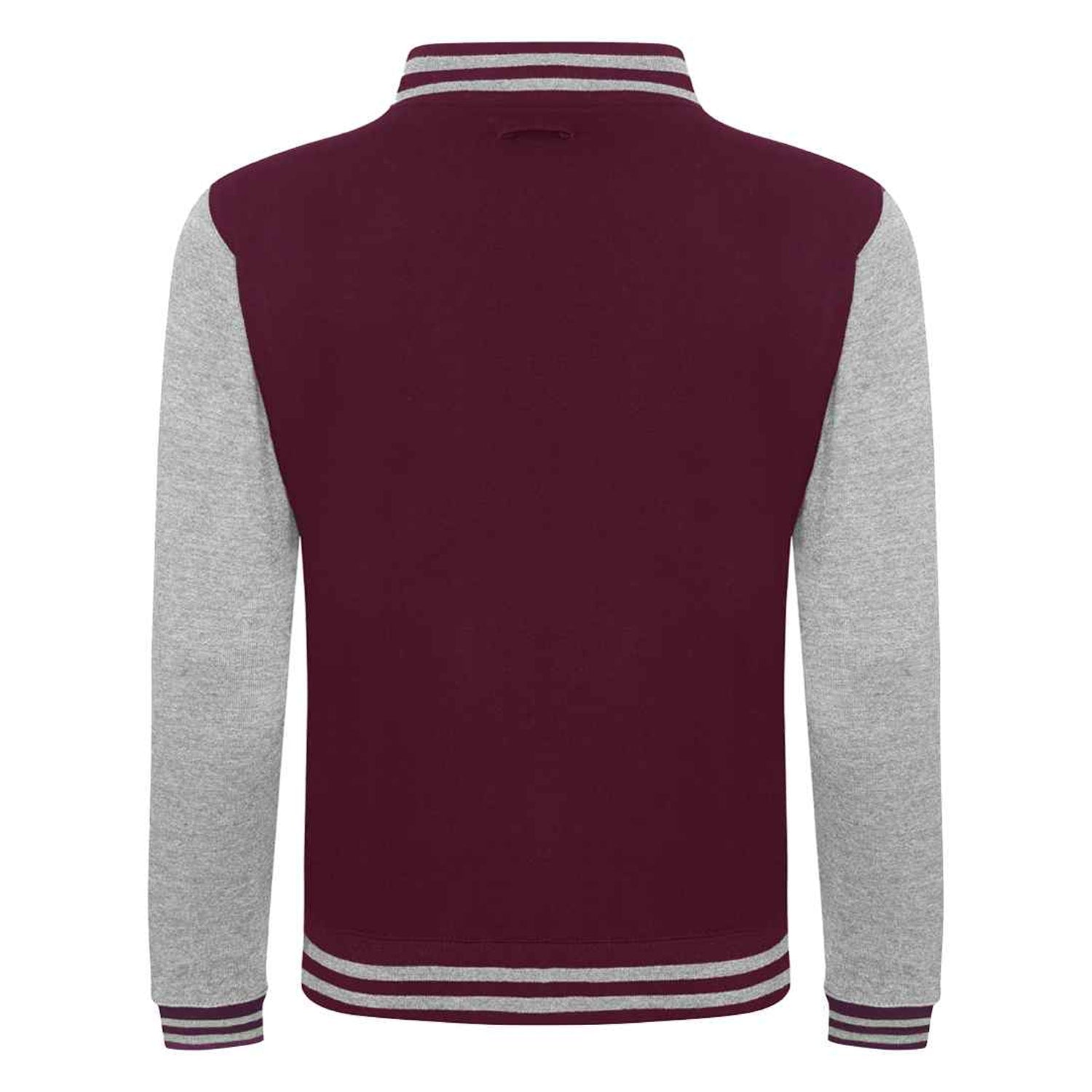 Burgundy-Heather Grey - Back - Awdis Unisex Adult Varsity Jacket
