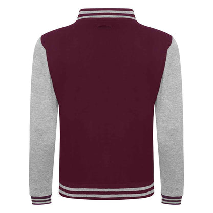 Burgundy-Heather Grey - Back - Awdis Unisex Adult Varsity Jacket