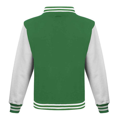 Kelly Green-White - Back - Awdis Unisex Adult Varsity Jacket