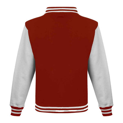 Fire Red-White - Back - Awdis Unisex Adult Varsity Jacket