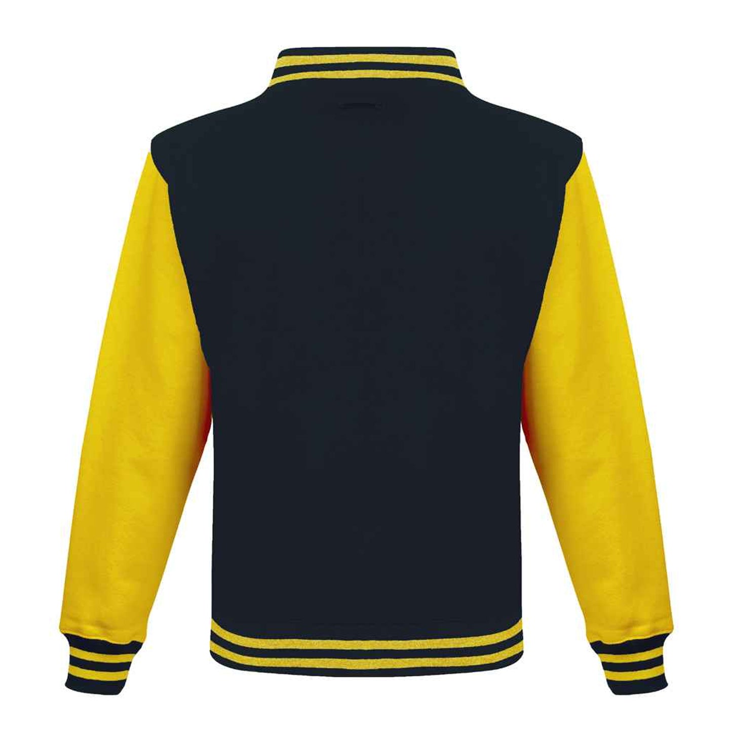 Jet Black-Sun Yellow - Back - Awdis Unisex Adult Varsity Jacket