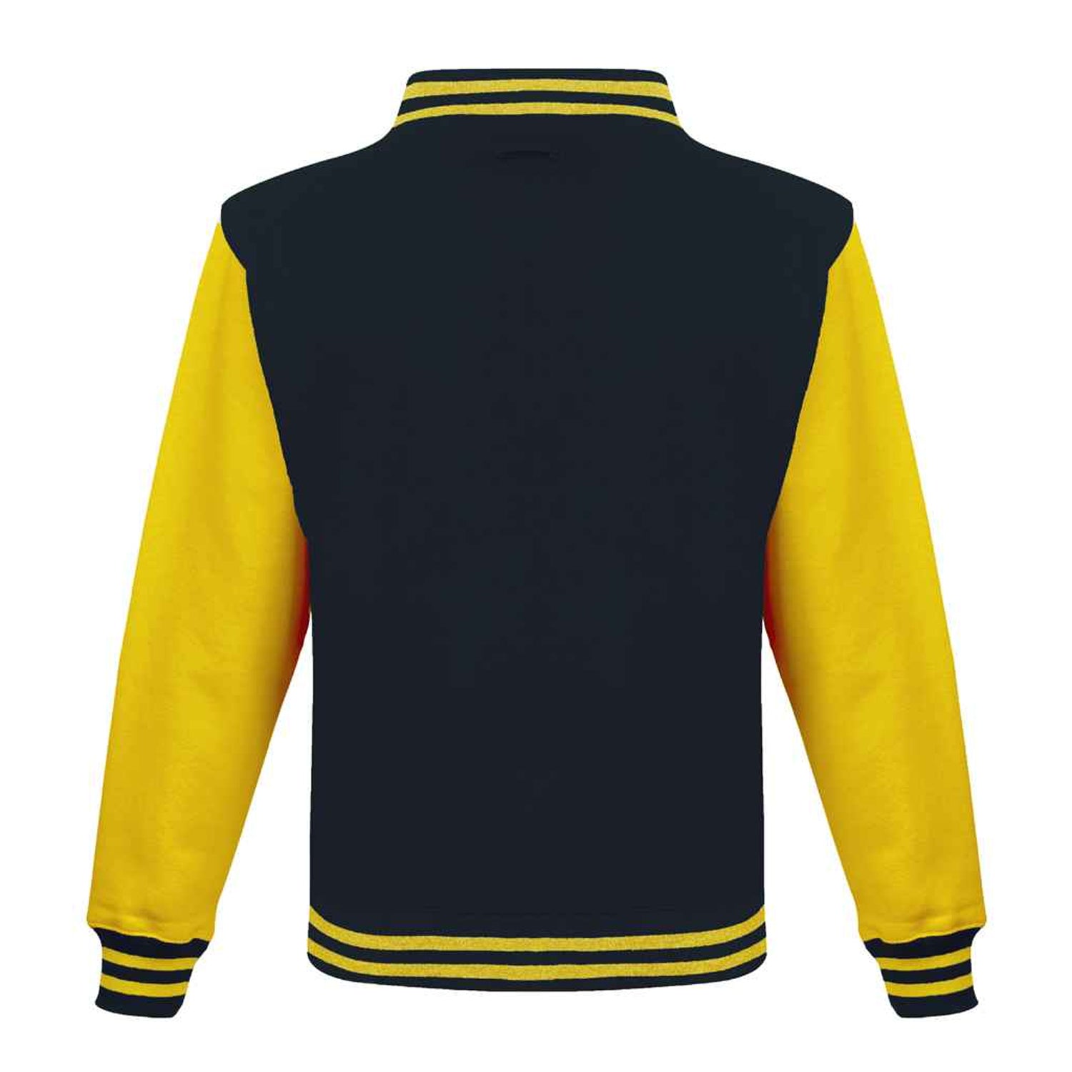Jet Black-Sun Yellow - Back - Awdis Unisex Adult Varsity Jacket