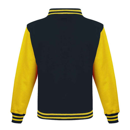 Jet Black-Sun Yellow - Back - Awdis Unisex Adult Varsity Jacket