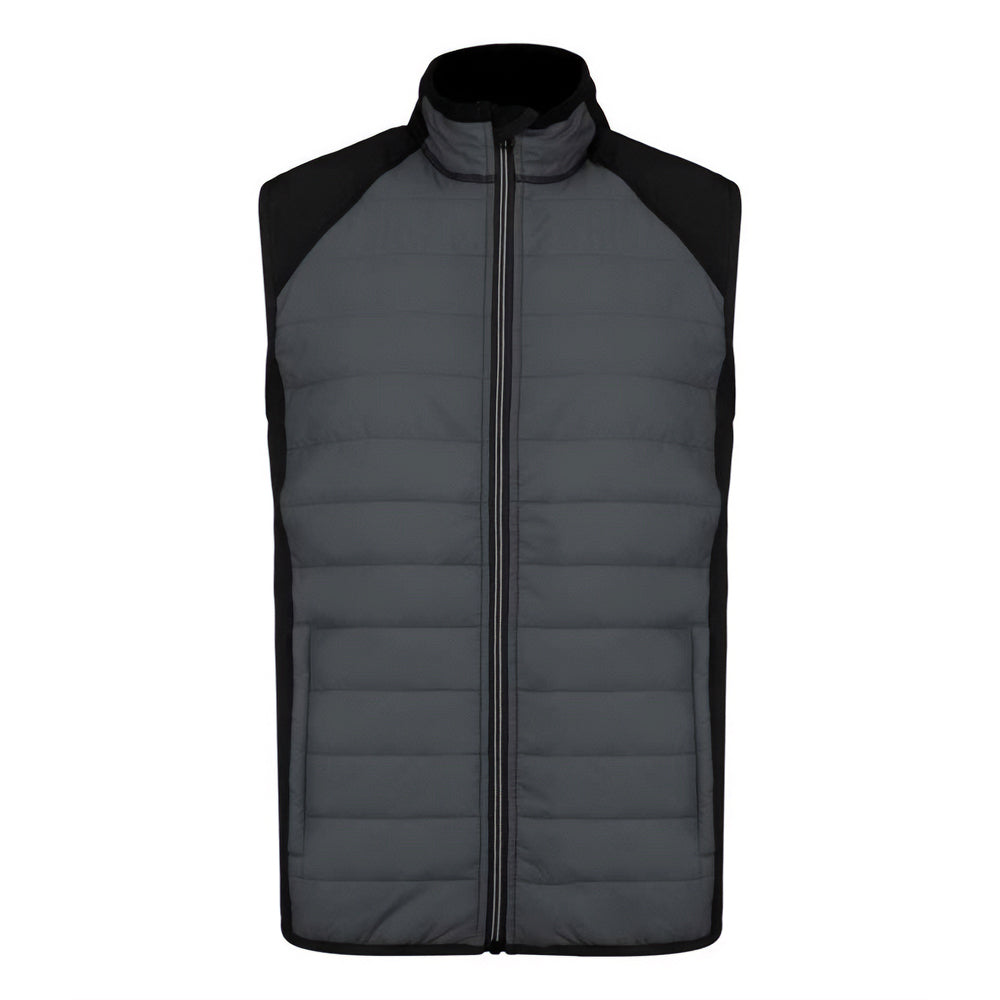 Sporty Grey-Black - Front - Proact Mens Dual Fabric Padded Sports Body Warmer