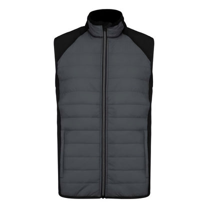 Sporty Grey-Black - Front - Proact Mens Dual Fabric Padded Sports Body Warmer