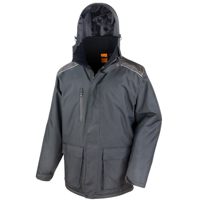 Black - Side - WORK-GUARD by Result Mens Vostex Long Length Coat