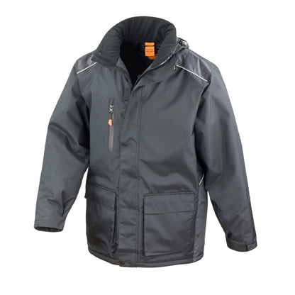 Black - Front - WORK-GUARD by Result Mens Vostex Long Length Coat