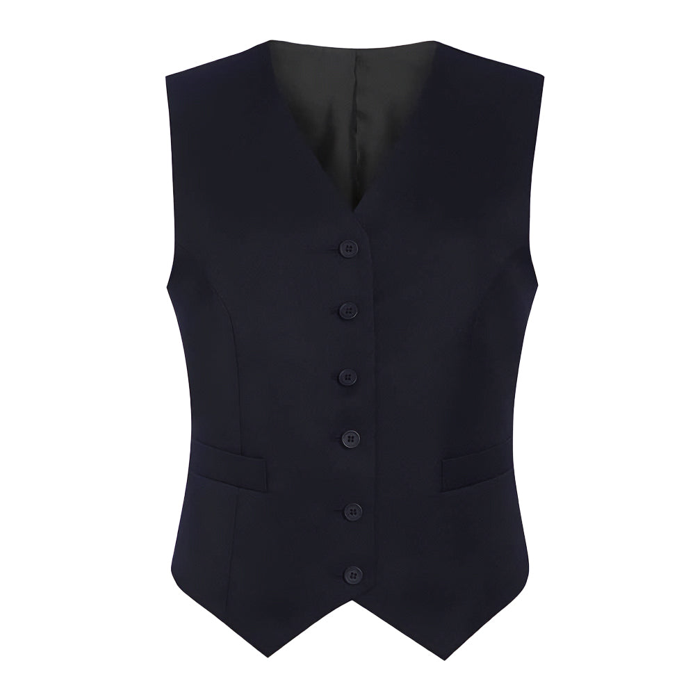 Navy - Front - Brook Taverner Womens-Ladies Concept Omega Waistcoat