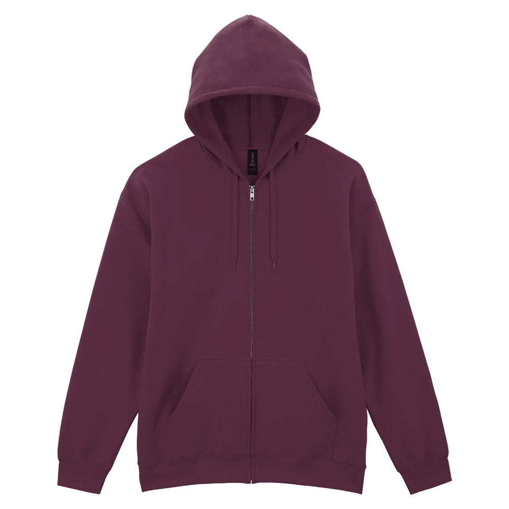 Maroon - Front - Gildan Mens Softstyle Midweight Full Zip Hoodie